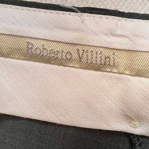 Roberto Villini Men's Pleated Dress Pants Cuffed Hem Size 46 Gray Solid Pockets - Picture 4 of 15